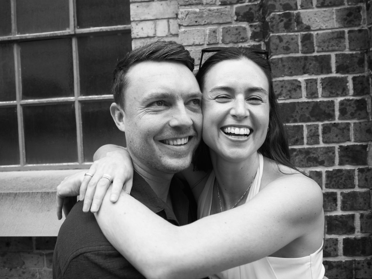 Steve and Tara hugging and laughing